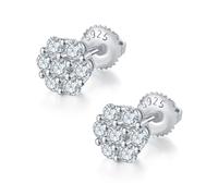 ZUOHUI S925 Sterling Silver 0.84ct Floral Moissanite Stud Earrings | Unisex Geometric Design for Men & Women | Screw Back & Hypoallergenic(Silver)