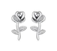 ZUOHUI S925 Sterling Silver 3D Rose Stud Earrings for Women, Fresh Sweet Floral Earrings for Valentine’s Gifts & Daily Wear, Hypoallergenic Romantic Jewelry
