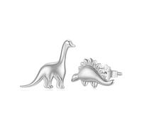 ZUOHUI S925 Sterling Silver Asymmetric Dinosaur Stud Earrings for Women - Hypoallergenic Lightweight Design, Electroplated Finish, Suitable for Daily Wear & Gift Giving(Silver)