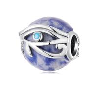 ZUOHUI S925 Sterling Silver Bead Charms Set - Amazonite & Amethyst Crystal Pendants with Tree of Life Design for DIY Jewelry(Eye of Horus)