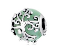 ZUOHUI S925 Sterling Silver Bead Charms Set - Amazonite & Amethyst Crystal Pendants with Tree of Life Design for DIY Jewelry(Tree of Life Dongling Stone)