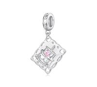 ZUOHUI S925 Sterling Silver Birthday Cake Charm Bead 2.7x1.6cm DIY Jewellery for Women Compatible Pandola, Troll & European Bracelets Wife, Mom, Daughter
