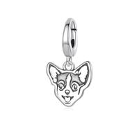 ZUOHUI S925 Sterling Silver Border Collie Dog Charm for Pandora Bracelet, Animal Jewelry Making DIY Gift for Women Sister Mom Birthday(Chihuahua SCC3215)