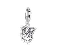 ZUOHUI S925 Sterling Silver Border Collie Dog Charm for Pandora Bracelet, Animal Jewelry Making DIY Gift for Women Sister Mom Birthday(Border Collie SCC3214)