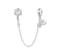 ZUOHUI S925 Sterling Silver Charms for DIY Jewelry: Spring Pink Butterfly, Bow, Teapot Beads, Romantic Gifts for Her, Compatible with Pandora European Bracelets(SCC3277)