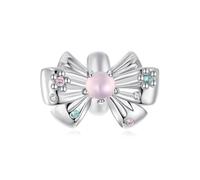 ZUOHUI S925 Sterling Silver Charms for DIY Jewelry: Spring Pink Butterfly, Bow, Teapot Beads, Romantic Gifts for Her, Compatible with Pandora European Bracelets(SCC3275)