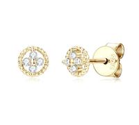 ZUOHUI S925 Sterling Silver Clover Moissanite Stud Earrings for Women, Hypoallergenic Sleeping Hoops, 5mm Moissanite Minimalist Earrings for Sensitive Ears(Gold)