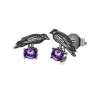ZUOHUI S925 Sterling Silver Crow Stud Earrings for Women, Black Gold Plated Gothic Raven Design for Halloween Parties, Daily Commute & Gifts