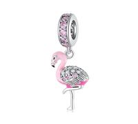 ZUOHUI S925 Sterling Silver Flamingo Dinosaur Duckling Animal Bead Charms Pendant - Compatible with Pandora, Biagi, Troll & Chamilia Bracelets - DIY Jewelry Gift for Keychains, Necklaces, Bracelets(PD