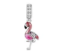 ZUOHUI S925 Sterling Silver Flamingo Dinosaur Duckling Animal Bead Charms Pendant - Compatible with Pandora, Biagi, Troll & Chamilia Bracelets - DIY Jewelry Gift for Keychains, Necklaces, Bracelets(PD
