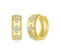 ZUOHUI S925 Sterling Silver Four-Leaf Clover Moissanite Stud Earrings for Men & Women - Hypoallergenic Lucky Design for Daily Commute & Gifts