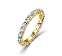 ZUOHUI S925 Sterling Silver Full Eternity Moissanite Ring for Women - 2ct Stackable Band, Full Circle Eternity Wedding Ring for Anniversary Daily Office(Gold,7)