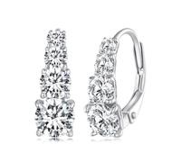 ZUOHUI S925 Sterling Silver Graduated Moissanite Stud Earrings for Women - Hypoallergenic 0.06ct to 0.3ct, Elegant Hoop Earrings for Daily Wear & Special Occasions(Silver)