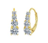 ZUOHUI S925 Sterling Silver Graduated Moissanite Stud Earrings for Women - Hypoallergenic 0.06ct to 0.3ct, Elegant Hoop Earrings for Daily Wear & Special Occasions(Gold)