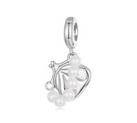 ZUOHUI S925 Sterling Silver Handbag Bead Charms - Elegant Shell Pearl Pendant for Pandora, Biagi, Troll & Chamilia Bracelets (2.2x1.7cm)
