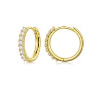 ZUOHUI S925 Sterling Silver Hoop Earrings with Moissanite, Lever Back Closure, Hypoallergenic for Women, Minimalist Gift for Bridal, Office, Travel(Gold)