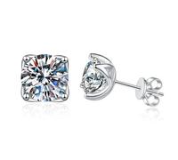 ZUOHUI S925 Sterling Silver Hypoallergenic Marquise Moissanite Stud Earrings for Women Minimalist Flower Bud Design Push Back Closure(Silver,1ct)