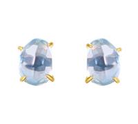 ZUOHUI S925 Sterling Silver Irregular Natural Amethyst Push Back Stud Earrings for Women, Hypoallergenic Light Luxury Geometric Earrings with Gift Box(Sky Blue Topaz)