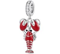 ZUOHUI S925 Sterling Silver Lobster Crayfish Charms Bead Summer Fun DIY Jewellery Making for Women Pandora Bracelet Necklace