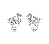 ZUOHUI S925 Sterling Silver Mini Dragon Stud Earrings - Hypoallergenic Tiny Hoop Earrings for Women, Cute Animal Jewelry for Daily Wear & Gifts(SCE1930)