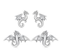 ZUOHUI S925 Sterling Silver Mini Dragon Stud Earrings - Hypoallergenic Tiny Hoop Earrings for Women, Cute Animal Jewelry for Daily Wear & Gifts(2 pairs)