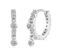 ZUOHUI S925 Sterling Silver Moissanite Huggie Hoop Earrings 0.32ct Total Small Sleeper Hoops Hypoallergenic for Women Daily Office Travel