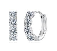 ZUOHUI S925 Sterling Silver Moissanite Huggie Hoop Earrings 0.8ct Total Small Sleeper Hoops Hypoallergenic for Women Daily Office Travel