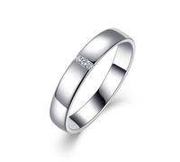 ZUOHUI S925 Sterling Silver Moissanite Ring for Women & Men, 3-Stone Stackable Wedding Band, Engagement Promise Ring(Silver,8)