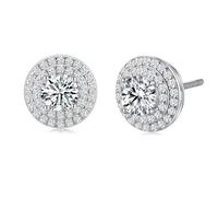 ZUOHUI S925 Sterling Silver Moissanite Stud Earrings for Women, Hypoallergenic Geometric Earrings, 5A/6A Stones, Gift Box, Office Wedding Travel(Silver,9mm)