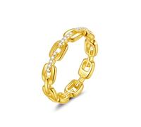 ZUOHUI S925 Sterling Silver Moissanite/Zircon Stackable Ring Unisex, 1.0mm D-E Color, Hip Hop Trendy Band for Wedding Engagement Gift(Gold Zircon,8)