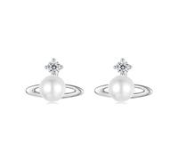 ZUOHUI S925 Sterling Silver Planet Bead Stud Earrings - Hypoallergenic Ins Style, Elegant Celestial Design, with Velvet Gift Box for Women Daily Wear & Special Occasions