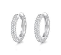 ZUOHUI S925 Sterling Silver Semi-Circle Moissanite Hoop Earrings for Women, Minimalist Lightweight Huggies for Daily Commute & Social Events(Moissanite)