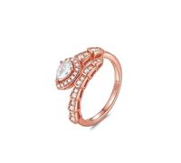 ZUOHUI S925 Sterling Silver Serpentine Ring: 6x4mm Teardrop Moissanite in D-E Color, Hearts & Arrows Cut, Unisex Geometric Design for Wedding, Anniversary & Stacking(Rose gold,8)