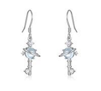 ZUOHUI S925 Sterling Silver Sky Blue Topaz Stud Earrings for Women, Geometric Light Earrings, Hypoallergenic Gift Box, Office Wedding Travel