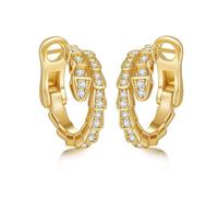 ZUOHUI S925 Sterling Silver Snake Bone Design with Moissanite Stones, Unisex Hoop Climber for Daily Commute & Special Occasions