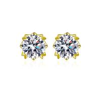 ZUOHUI S925 Sterling Silver Snowflake Moissanite Stud Earrings for Women, Hypoallergenic Push Back Design, Commute Accessory with Recyclable Gift Box(Gold,50)