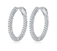 ZUOHUI S925 Sterling Silver Star Hoop Earrings, Moissanite/Zirconia Diamond Hoops 15/20/25/35mm, Unisex for Women & Men, Commuting & Light Social(Moissanite,35mm)