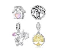 ZUOHUI S925 Sterling Silver Tree of Life Charm - for DIY Jewellery, Gift for Women, Mother, Sister - Adjustable Bracelet & Necklace Pendant(Set)