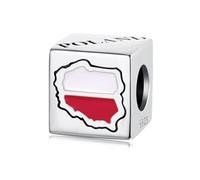 ZUOHUI S925 Sterling Silver Women’s Bead Charms - USA Poland Italy France Souvenir Cube Beads for DIY Jewellery Making & Pandora Bracelets, Gift for Her(SCC3166)