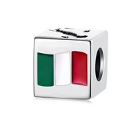 ZUOHUI S925 Sterling Silver Women’s Bead Charms - USA Poland Italy France Souvenir Cube Beads for DIY Jewellery Making & Pandora Bracelets, Gift for Her(SCC3164)
