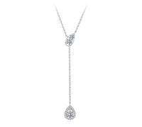 ZUOHUI S925 Sterling Silver Y-Chain Moissanite Necklace Deep V Waterdrop Pendant Women's Light Luxury Layered Gift for Valentine's Day Mother's Day Wedding Christmas