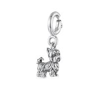 ZUOHUI S925 Sterling Silver Yorkshire (dog breed) Charm Pendant - Compatible with Pandora, Biagi, Troll & Chamilia Bracelets - DIY Dog Jewelry Gift for Keychains, Necklaces, Bracelets