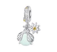 ZUOHUI Silver Glow Firefly Bead Charms Fits Pandora Bracelets