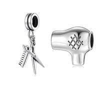 ZUOHUI Silver Hair Dryer Scissors Comb Bead Charm for Pandora Bracelet(Set)