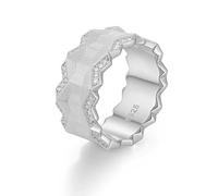 ZUOHUI Starry Prism Ring - S925 Sterling Silver with D-E Colorless Moissanite, Hearts and Arrows Cut, Retro Brushed & Sandblasted Wave Unisex Ring for Women Men, Suitable for Daily Wear, Stacking & Sp