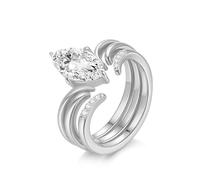 ZUOHUI Stream Tide Combination Ring - S925 Sterling Silver 0.2ct Marquise Moissanite Hearts & Arrows Cut, Unisex Stackable Ring for Women and Men, Suitable for Office Wear, Stacking & Special Occasion