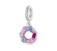 ZUOHUI Sweet Dream Donut Candy Pendant Charms, S925 Sterling Silver DIY Bead Charms for Pandora Bracelets & Jewellery Making, Gift for Women Sister Mother Daughter on Birthday Valentine’s Day(SCC3158)