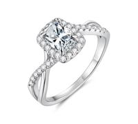 ZUOHUI Unisex 925 Sterling Silver Cushion Moissanite Ring 1ct Solitaire Band(8)