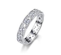 ZUOHUI Unisex 925 Sterling Silver Round Moissanite Ring Braided Pave 0.67ct Stackable Band(Silver,6)