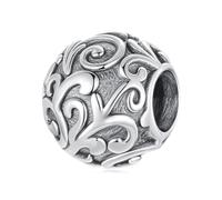 ZUOHUI Vintage Bead Charms - 925 Sterling Silver Scroll Leaf DIY Compatible Charms for Jewelry Making, Compatible with Pandora/Biagi/Troll/Chamilia Bracelets & Necklaces (Gift Box Included)